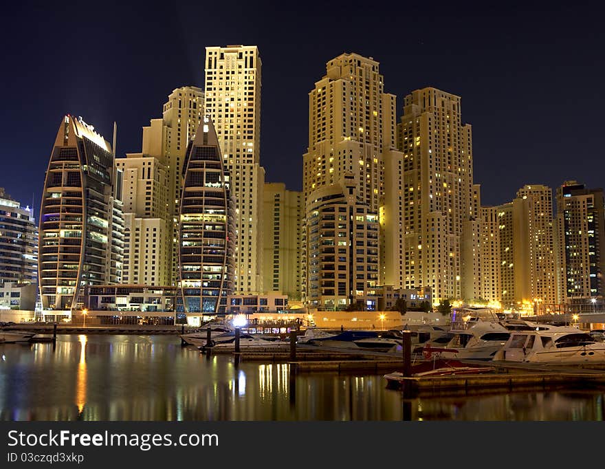 Dubai district at the night. Dubai district at the night