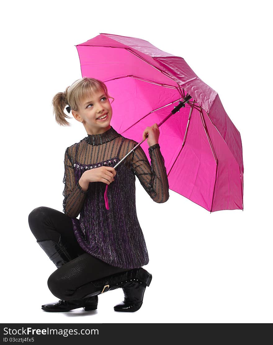 Pretty girl with pink umbrella