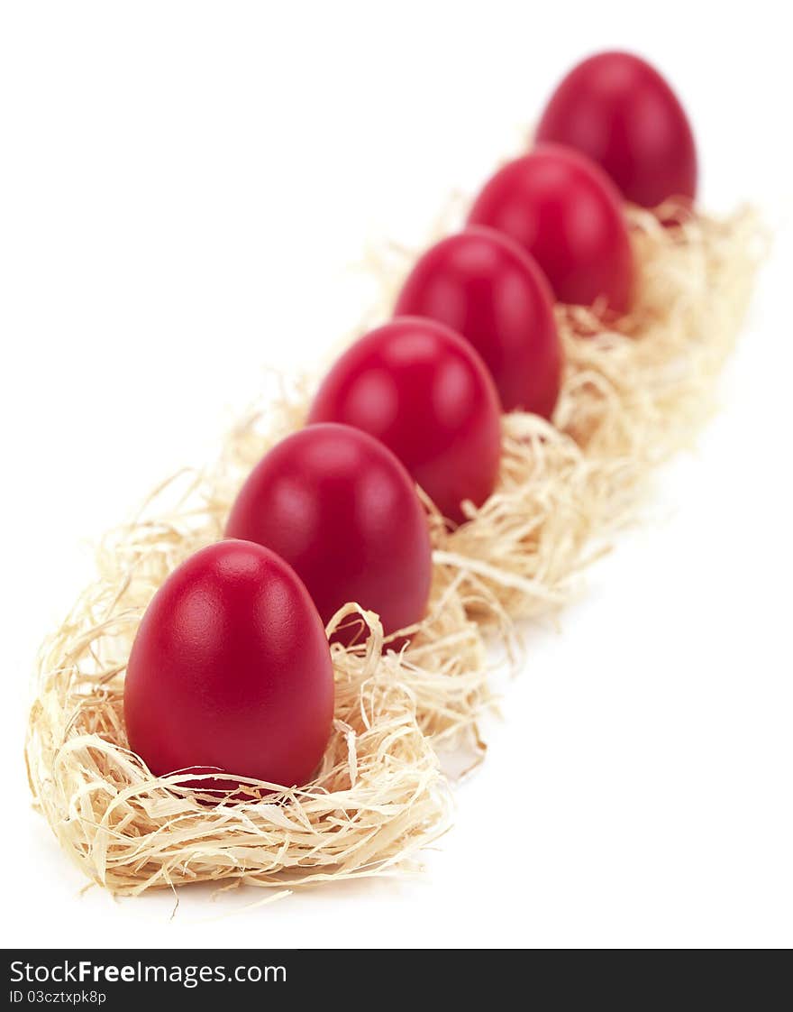 Red eggs in a row