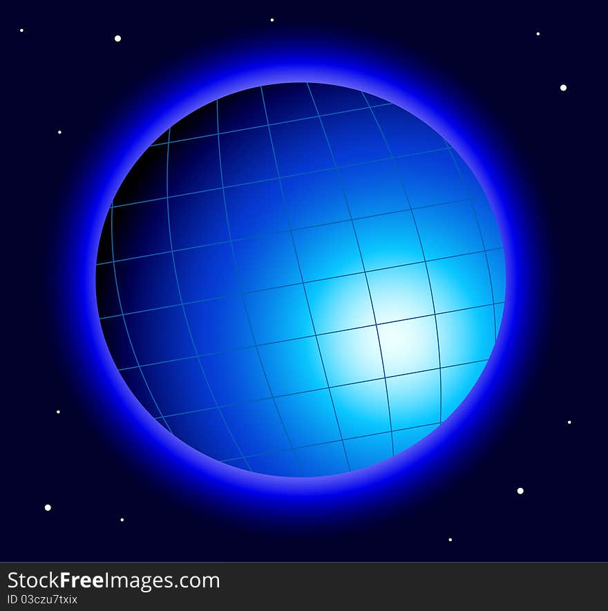 Vector globe without continents on a dark space background. Vector globe without continents on a dark space background