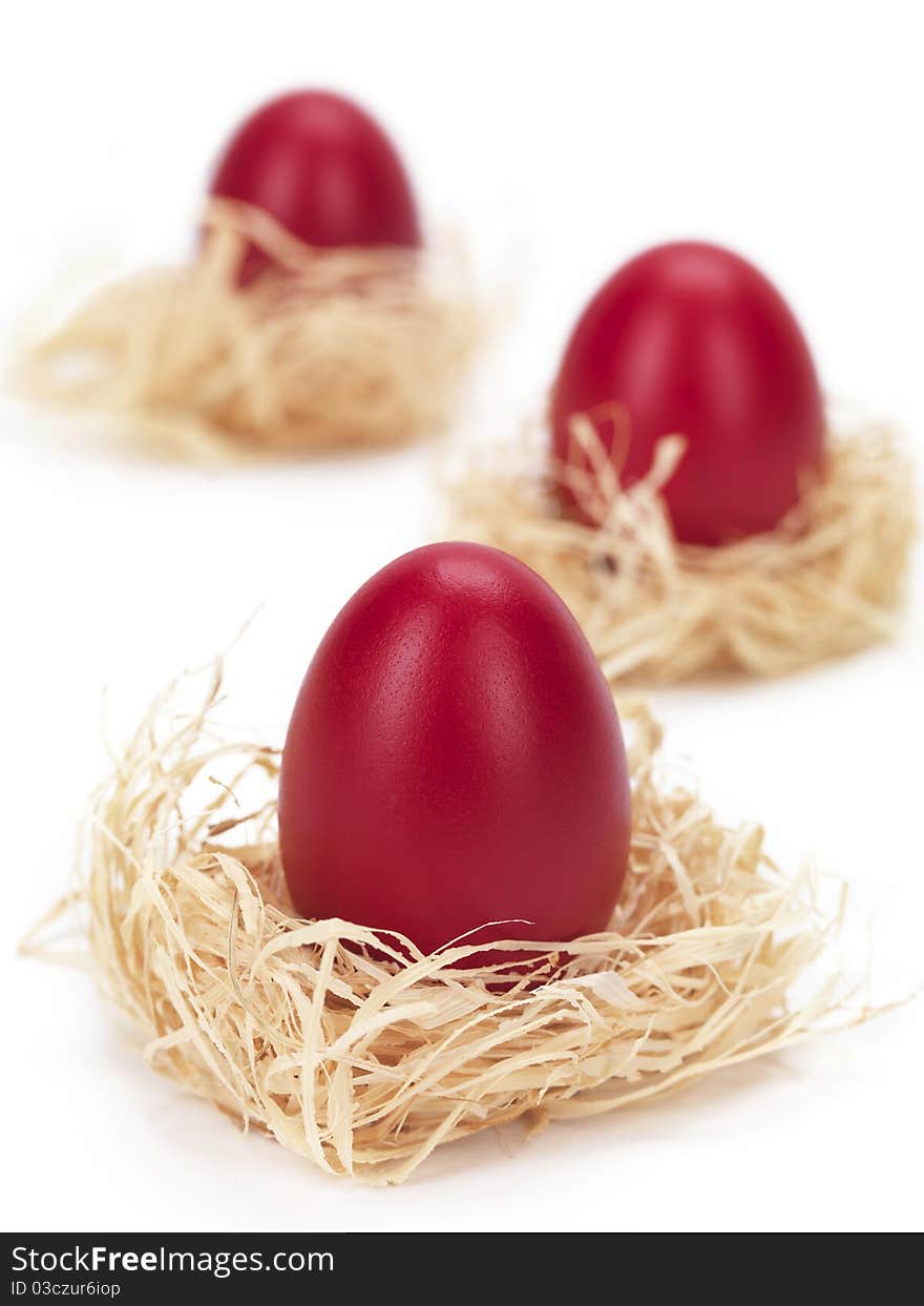 Red eggs in nests