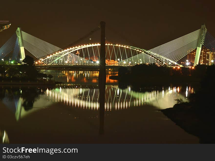 Seri Saujana Bridge at night, Putrajaya, Malaysia