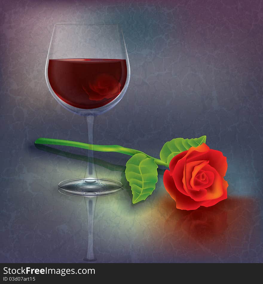 Abstract Grunge Illustration With Wineglass