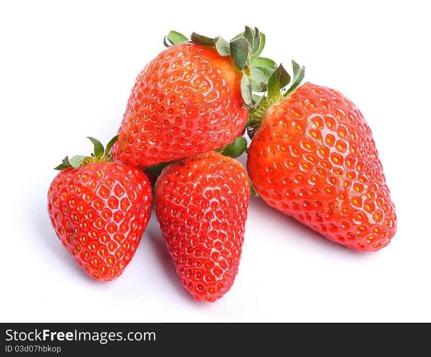 Fresh strawberries isolated on white background