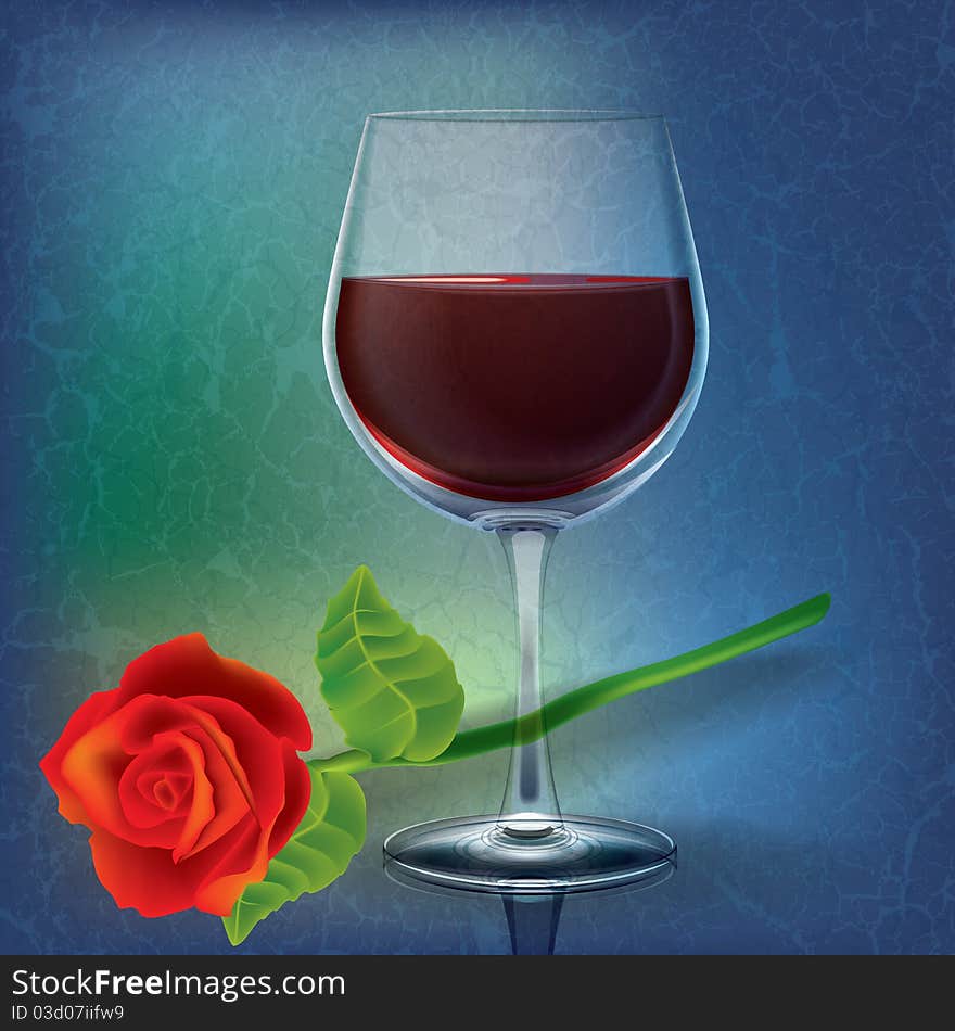 Abstract grunge illustration with wineglass