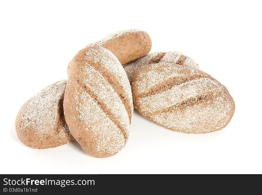 Different types of healthy brown bread isolated over white. Different types of healthy brown bread isolated over white