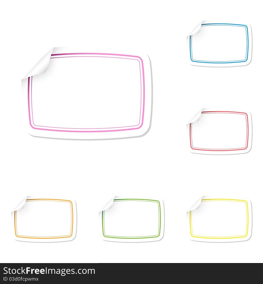 Blank stickers with multicolor frames. Vector illustration