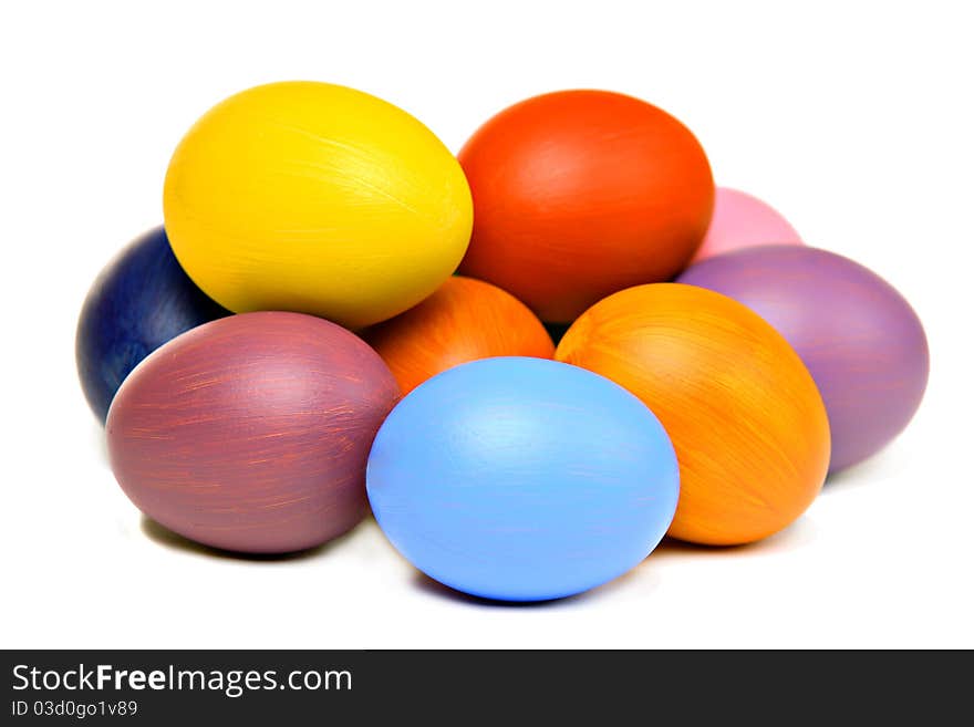 Colorful Easter eggs, isolated on white