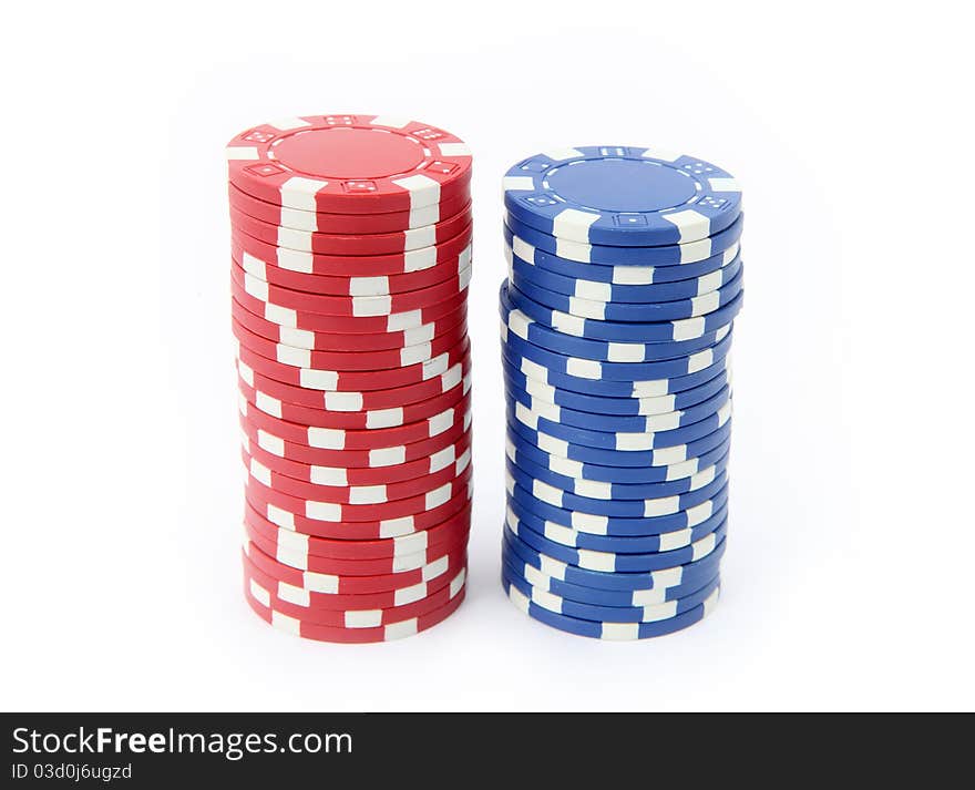 Casino chips isolated on the white background