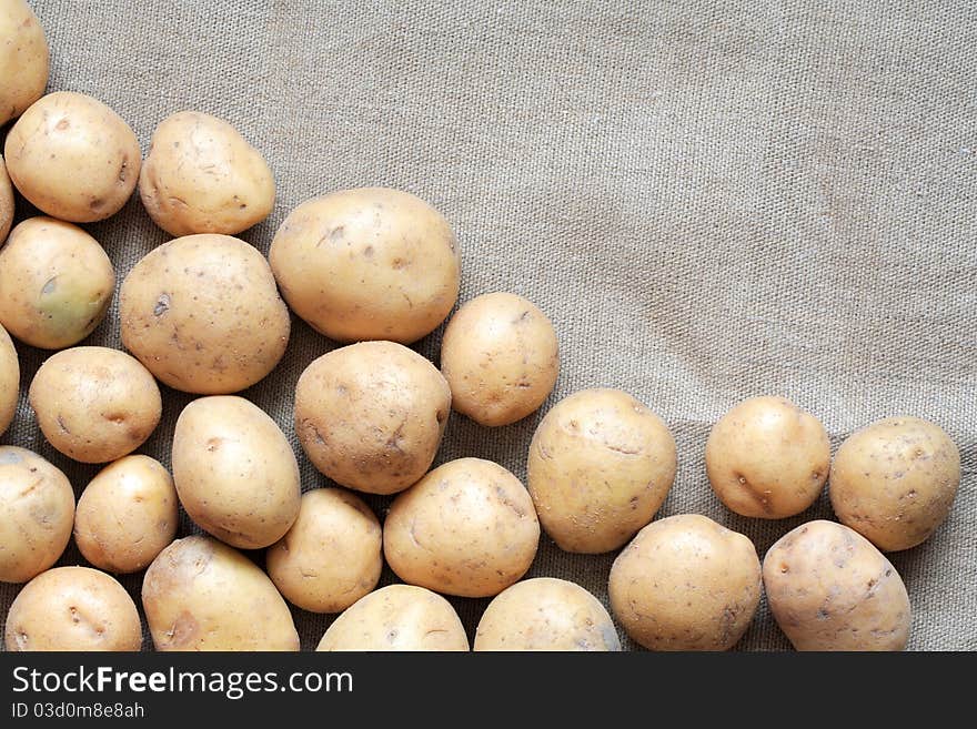 Raw Potatoes On Canvas