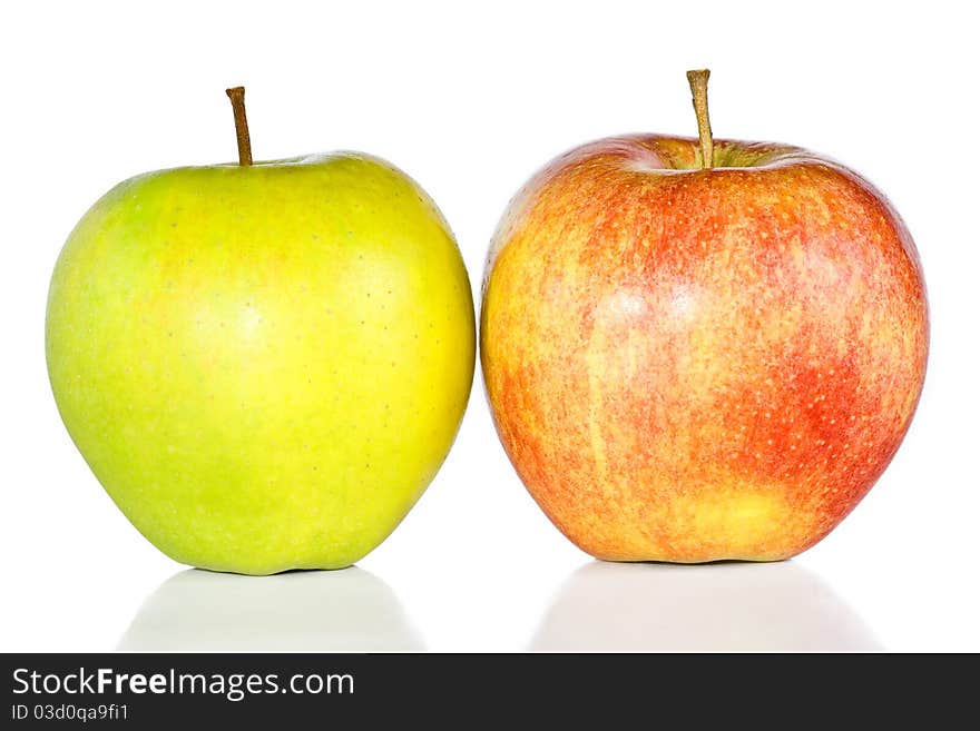 Green and red apples