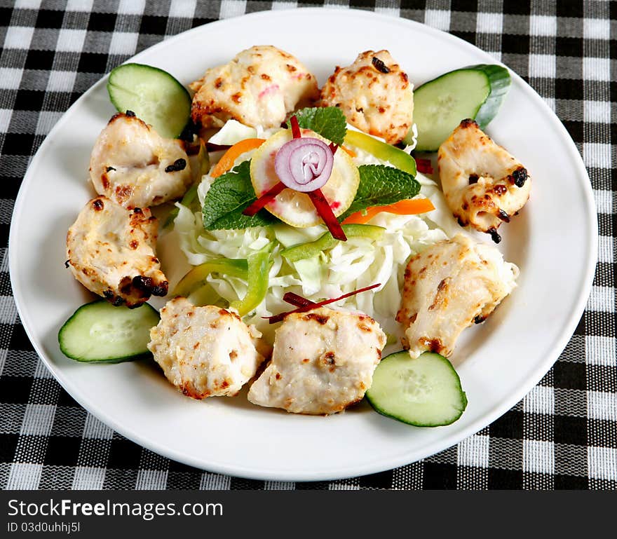 Seekh kebab with salad