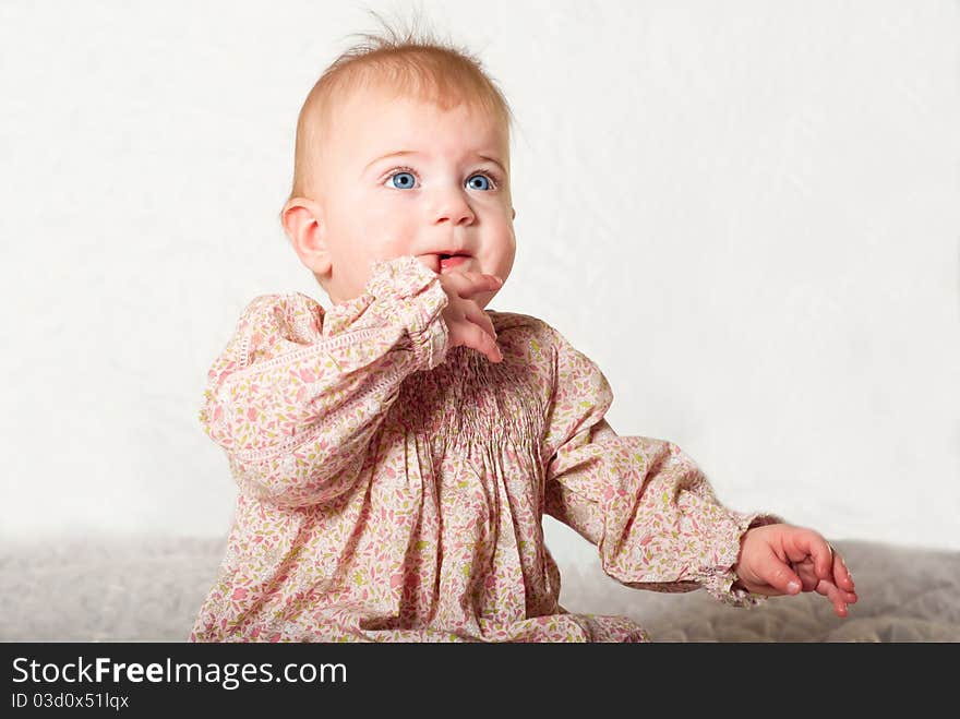 Closeup portrait of cute baby girl