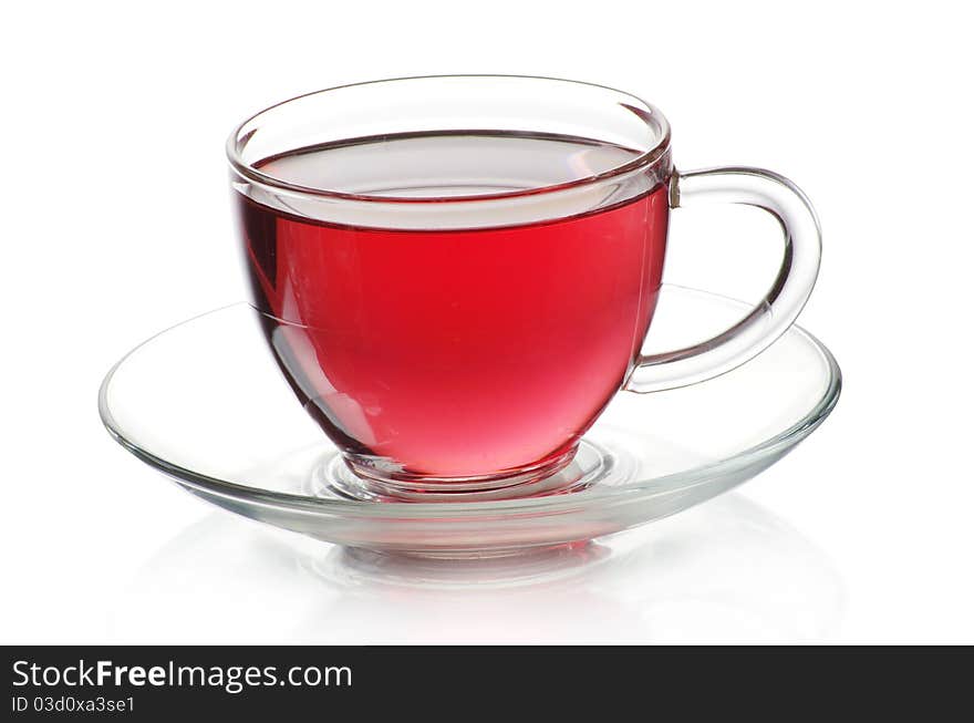 Tea in cup isolated on white background