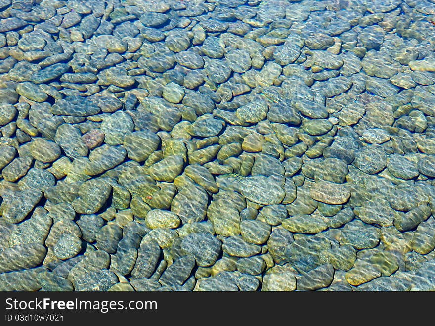 Stones under water