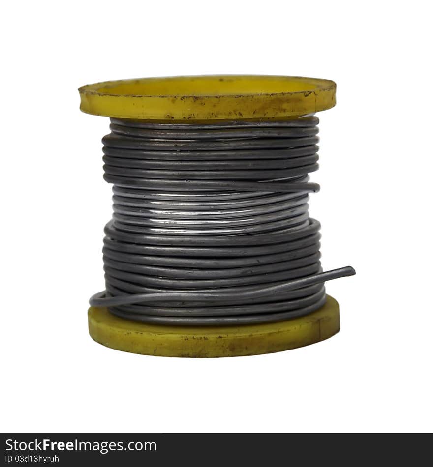 Tin wire coil. Metal wire coil.