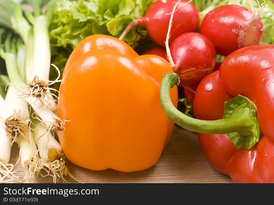 Fresh vegetables on the table- Onion,radish