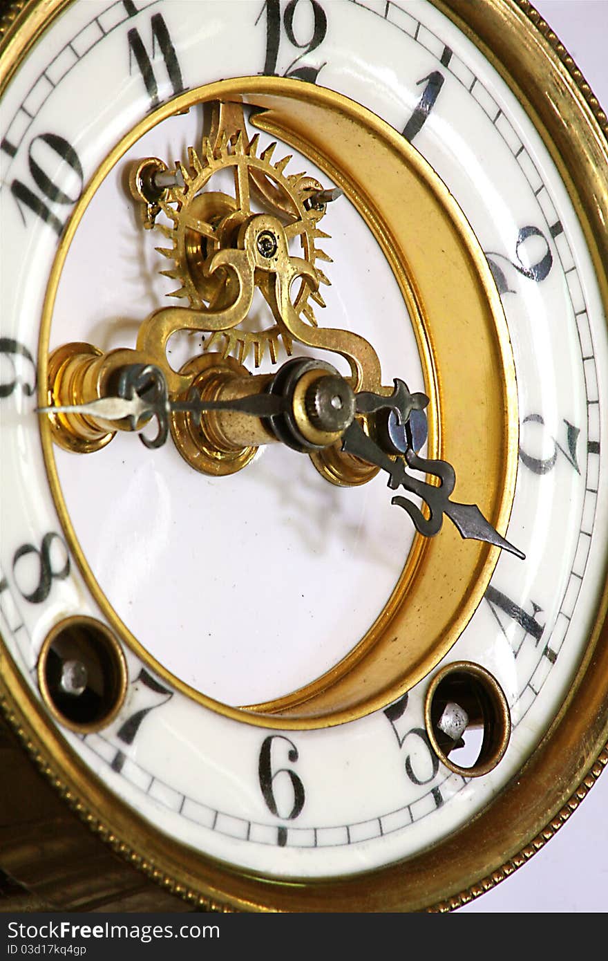 Close-up of ornamental clock face