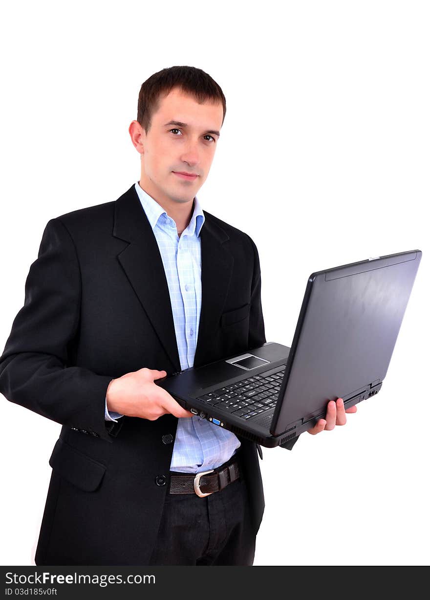 Young Business man with laptop