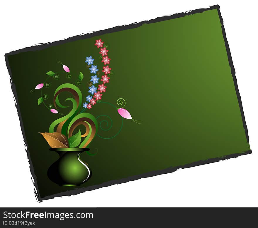 Bouquet from leaves and wild flowers on darkly green background. Bouquet from leaves and wild flowers on darkly green background.