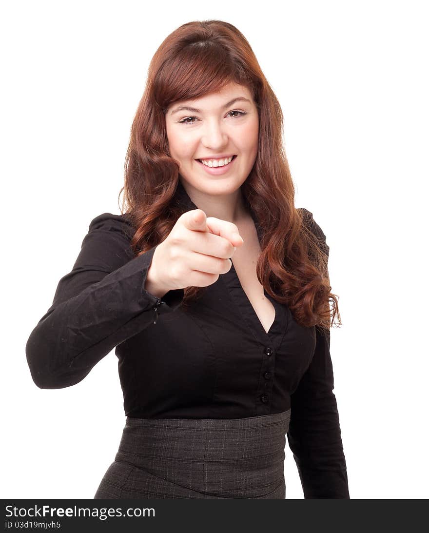 Business Woman Pointing With Her Finger