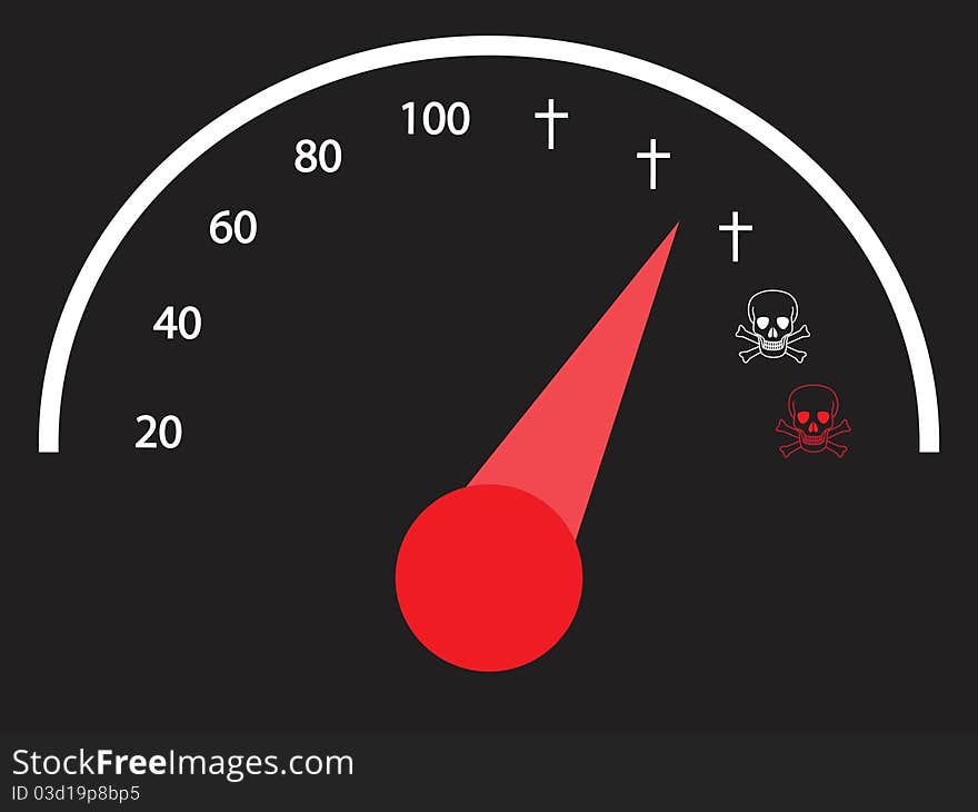 Speedometer With Crosses And Skulls