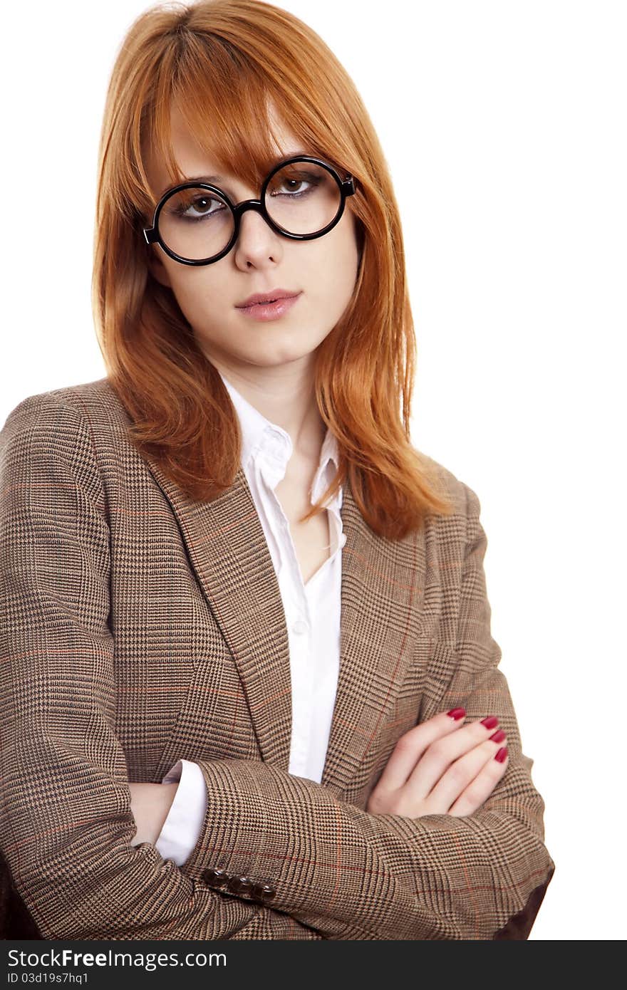 Funny girl in glasses. Studio shot.