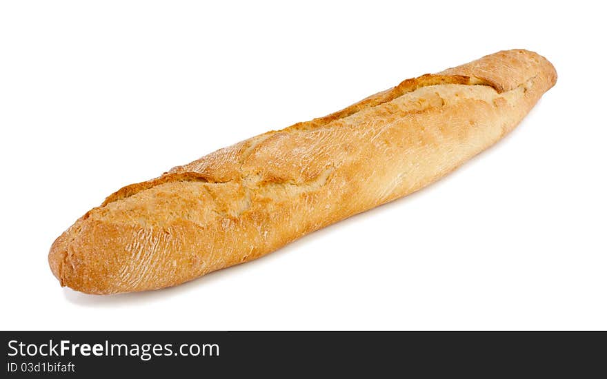 The whole bread (baguette) on a white background. The whole bread (baguette) on a white background.