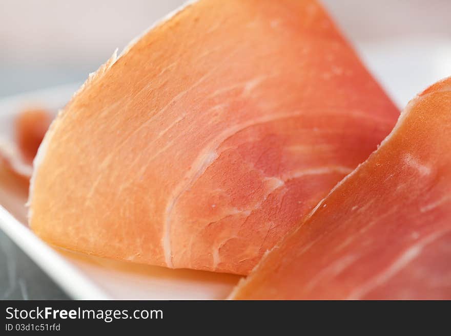 Closeup of italian prosciutto crudo