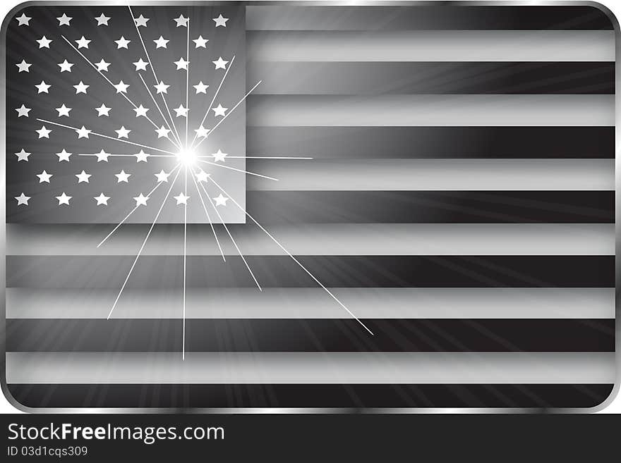 Illustration in black and white of the American flag for your project. Illustration in black and white of the American flag for your project