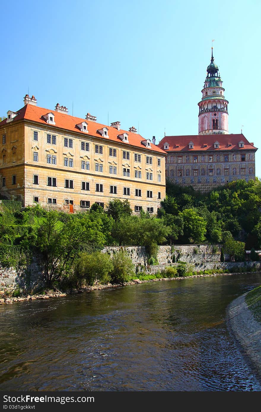 View on Cesky Krumlov castle in Souther Bohemia