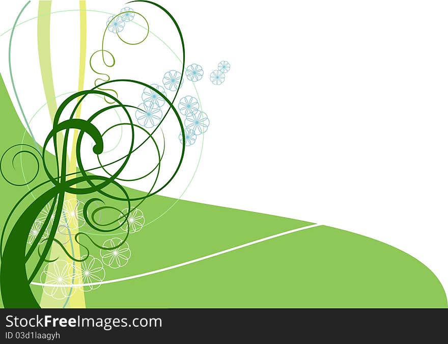 Background illustration with spirals and floral elements. Background illustration with spirals and floral elements