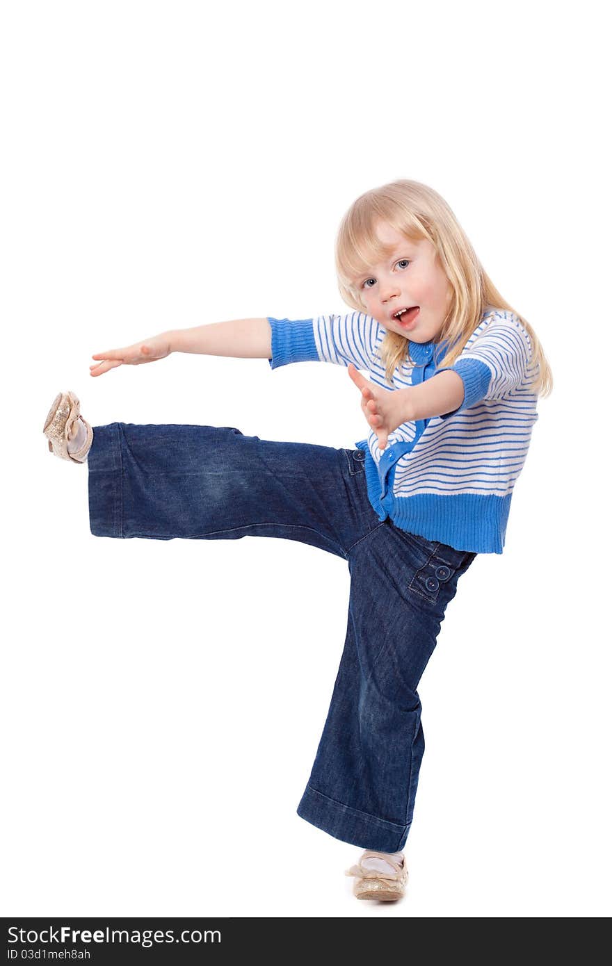 Cute little girl stretching