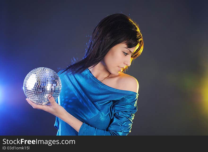 Beautiful Girl With Disco Ball