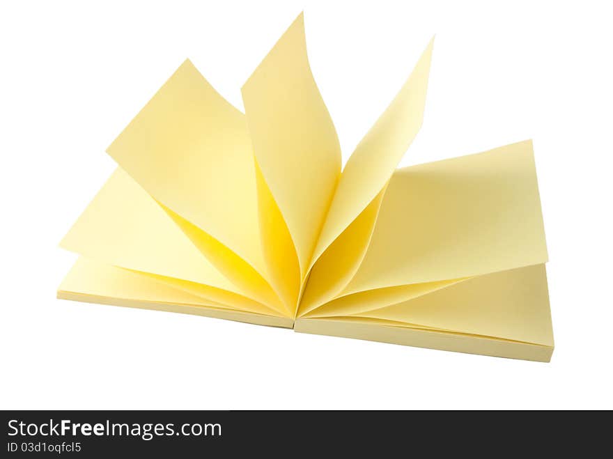 Yellow stick paper on a white background