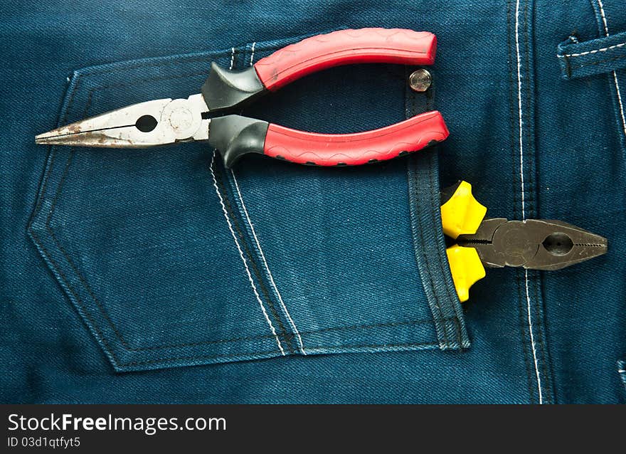 Blue Jeans And Tools In Pocket