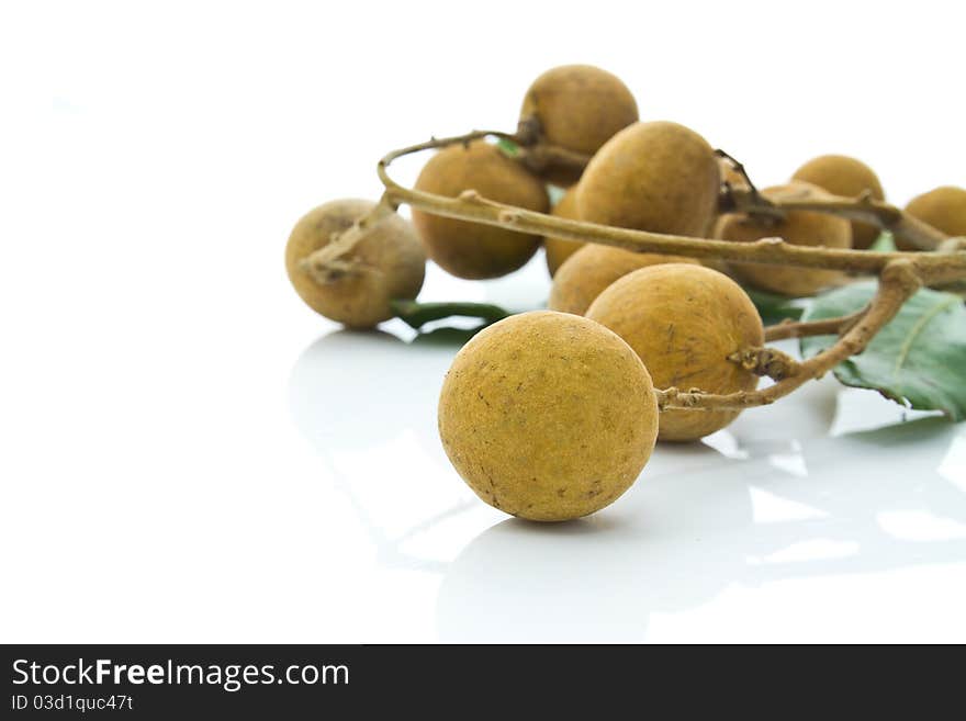 Tropical longan fruit isolated on white background