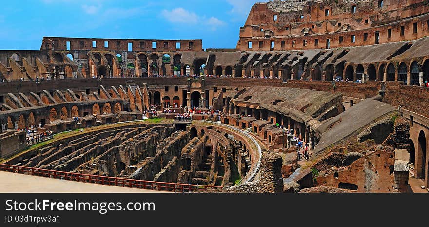 Panorama view of Roman ruins in Rome. Panorama view of Roman ruins in Rome