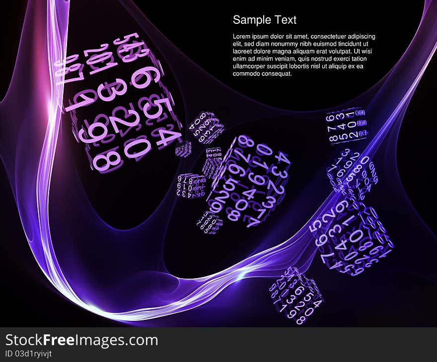 Interplay of symbols and forms in three dimensional space on the subject of modern technologies. Interplay of symbols and forms in three dimensional space on the subject of modern technologies