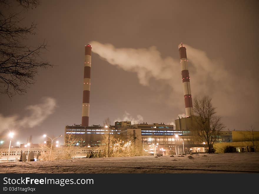 CPH on winter night during work, Lodz, Poland