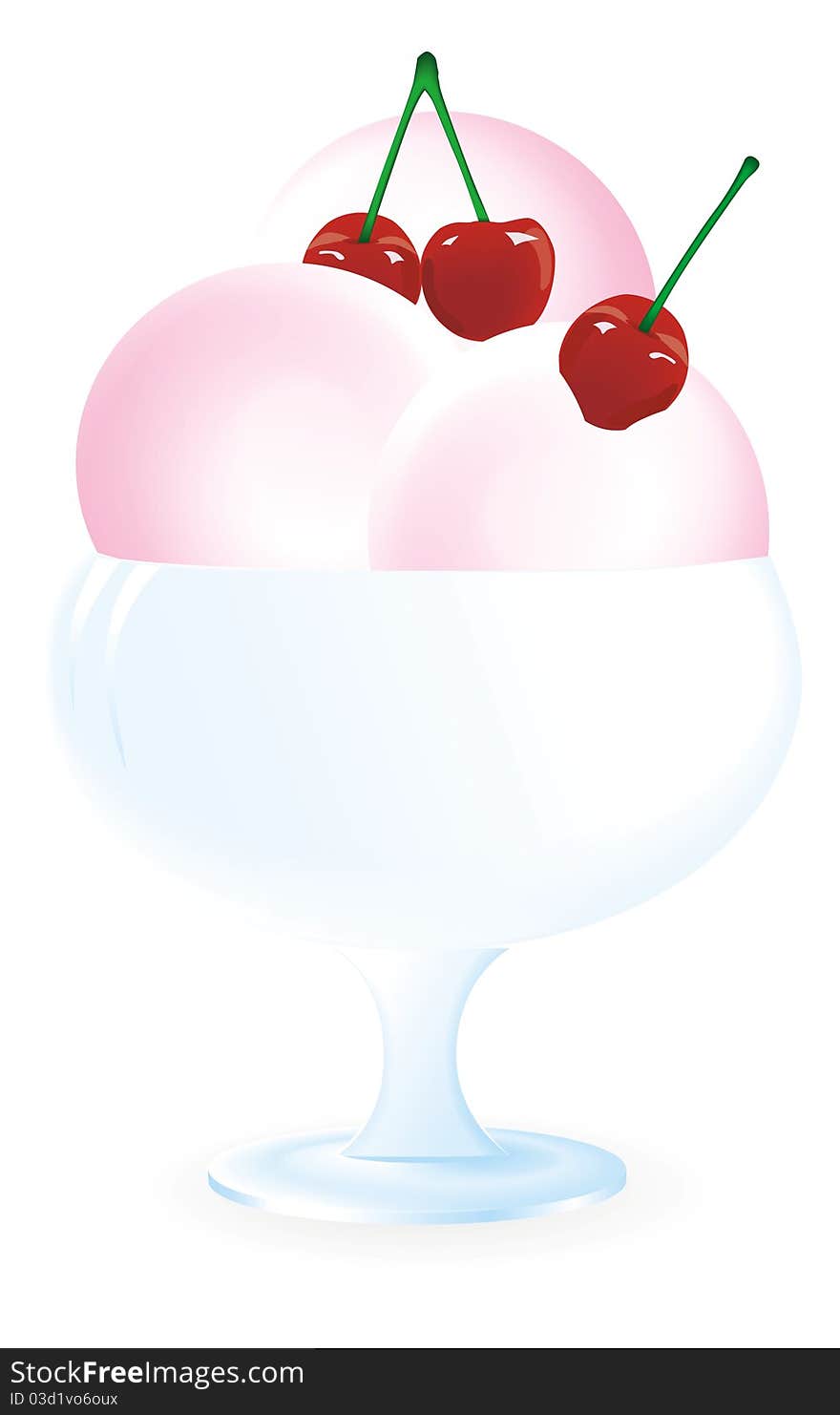 Ice cream with cherry in blue vase