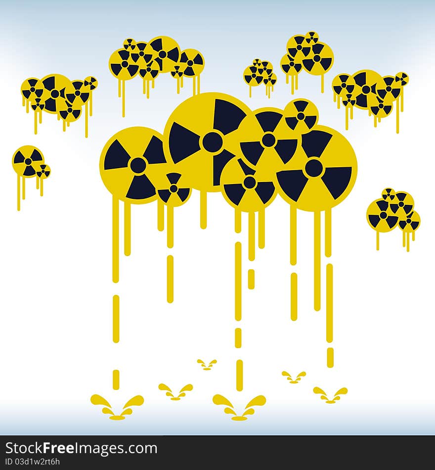 Nuclear cloud and rain sign. Illustrator 8.0