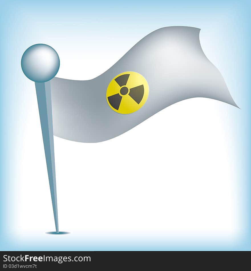 Nuclear power flag sign with pin. Illustrator 8.0. Nuclear power flag sign with pin. Illustrator 8.0