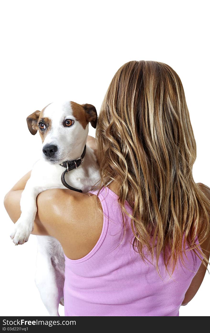 Woman with small jack russel terrier. Woman with small jack russel terrier