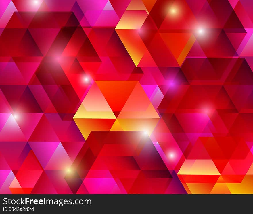 Bright red background with lighting hexagons