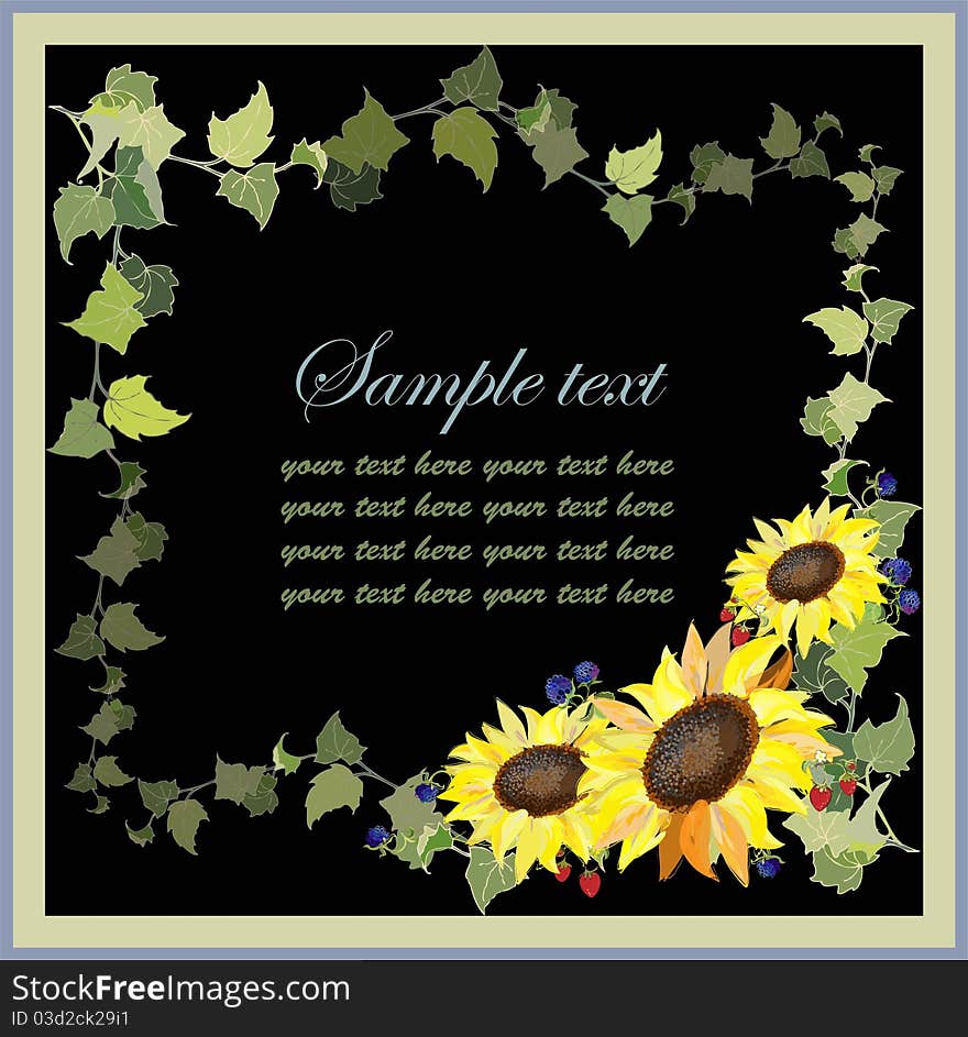 Beautiful Decorative Framework With A Sunflower An