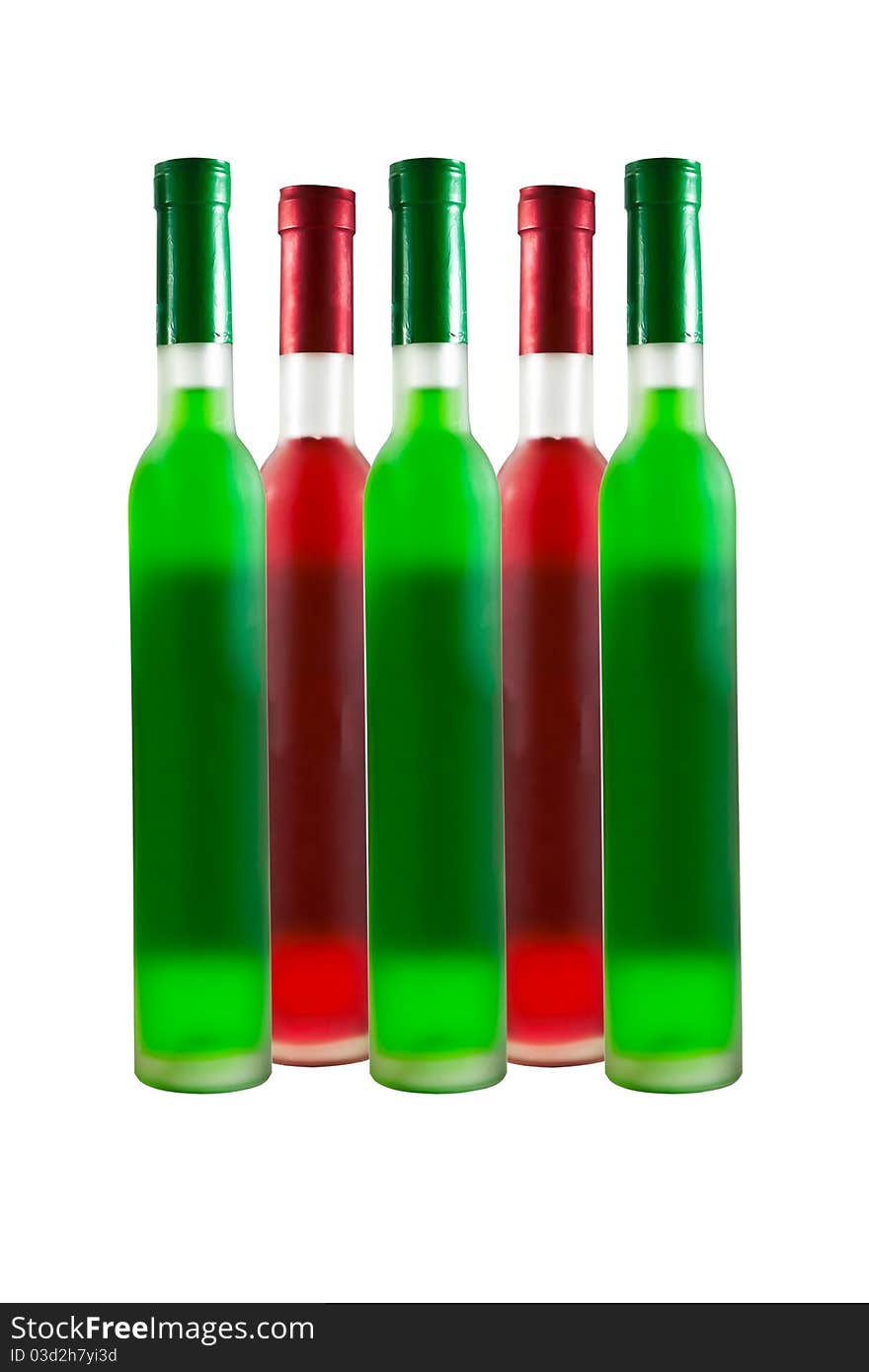 Green and Red wine bottle