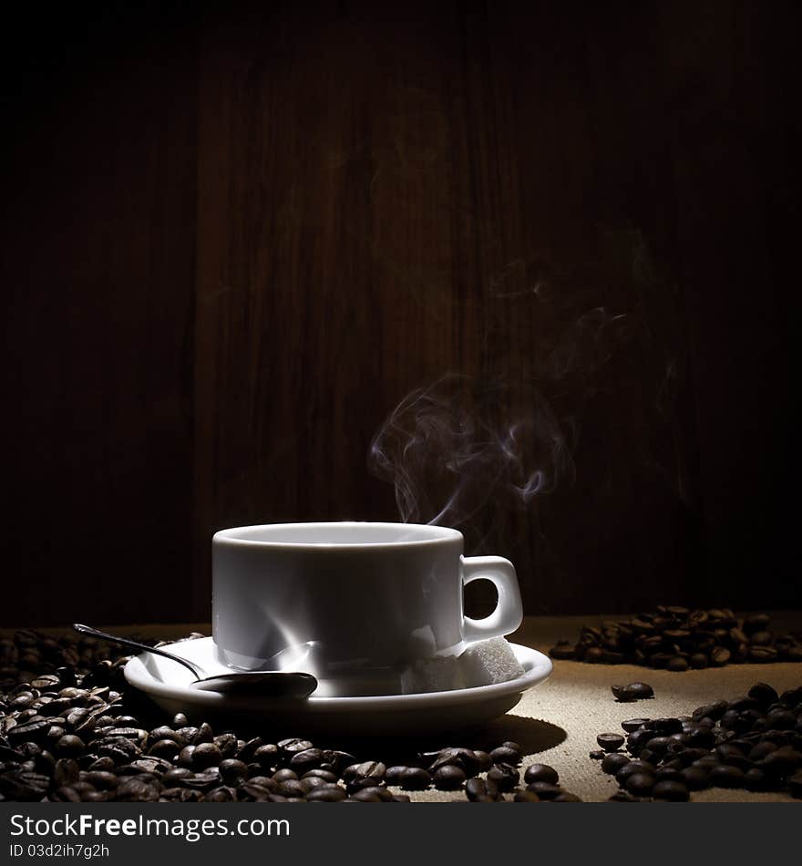 Beautiful coffee still-life on a black background