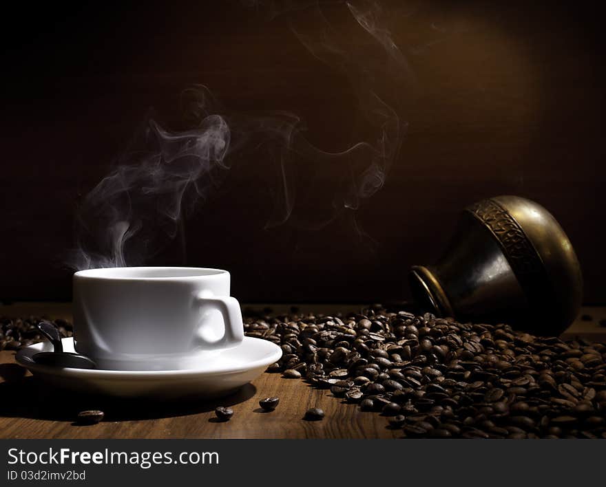 Beautiful coffee still-life on a black background