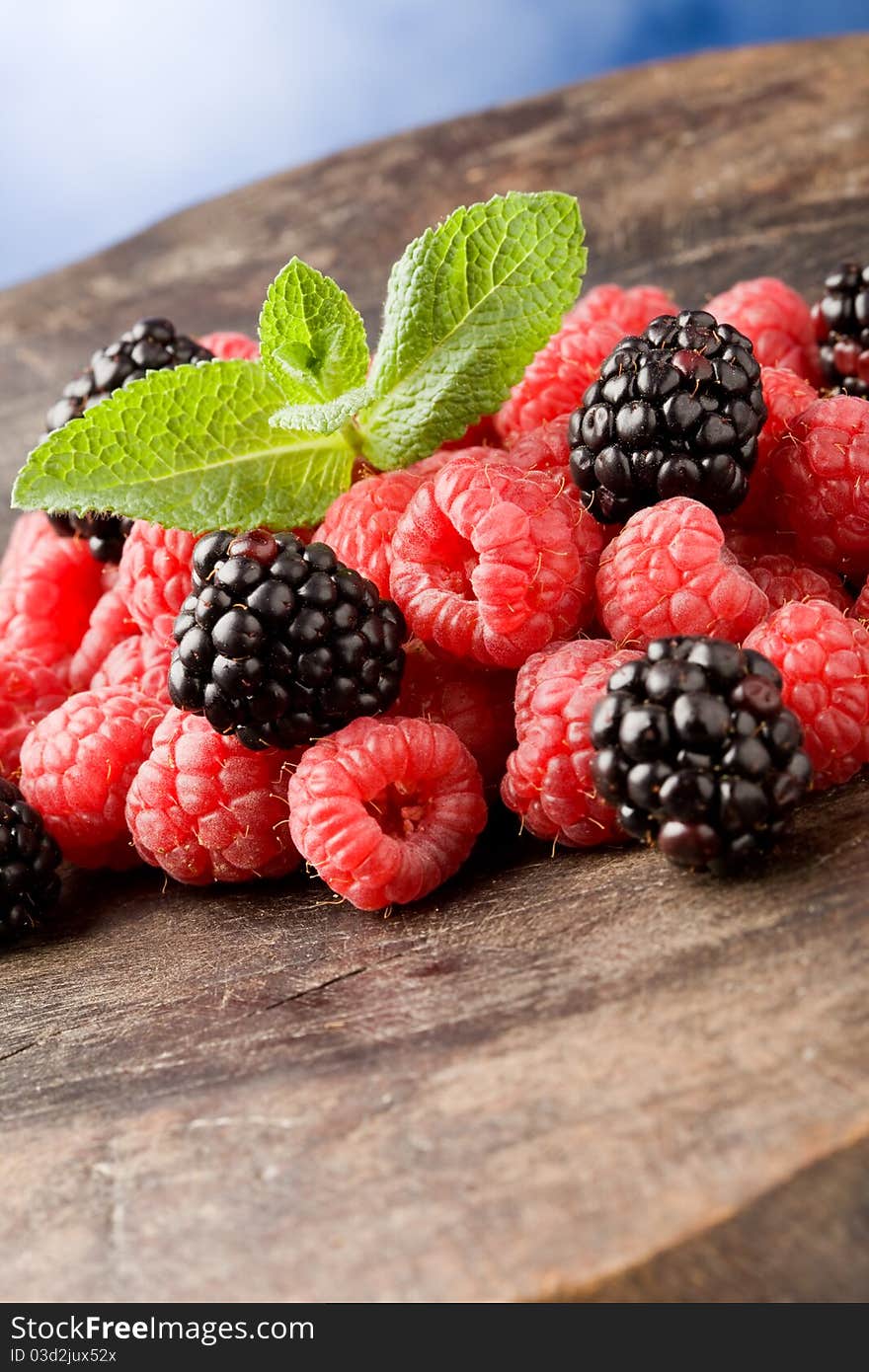 Berries on wooden table